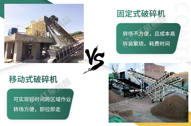 流動(dòng)粉碎石機(jī)，可以隨時(shí)轉(zhuǎn)場(chǎng)停車生產(chǎn)的破碎生產(chǎn)線